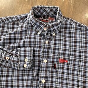 Cinch WRX Flame Resistant Shirt Mens Medium Blue Plaid HRC-2 ATPV 8.5 Work FR